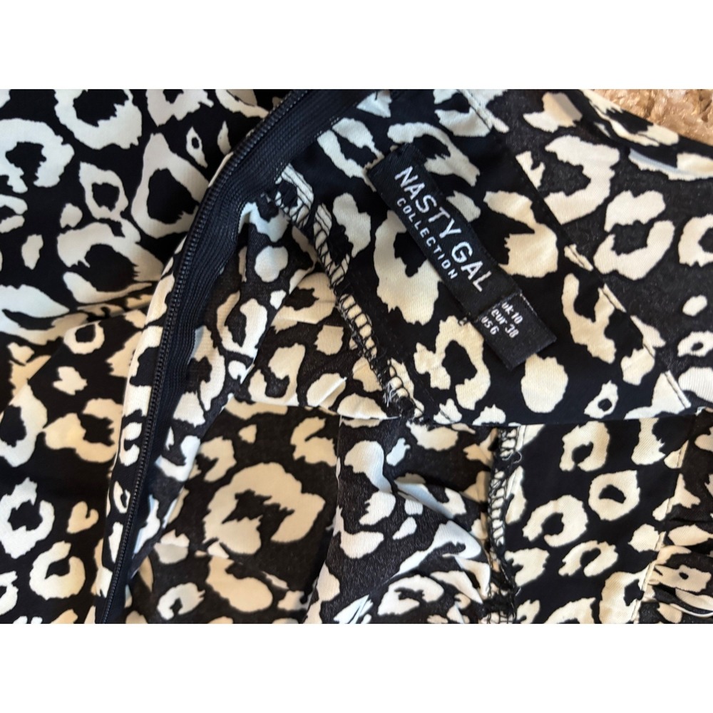 Nasty Gal Womens Leopard Print Halter Wide Leg Jumpsuit Black White Size 6 - Picture 8 of 8